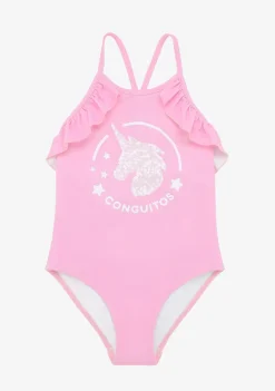 Cheap Bañador De Niña Volante Rosa Baño