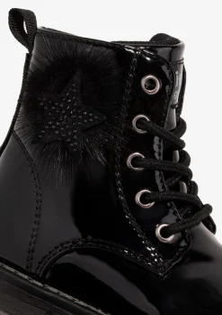 Cheap Baby's Black Pompon Cord Ankle Boots Botas|Botas