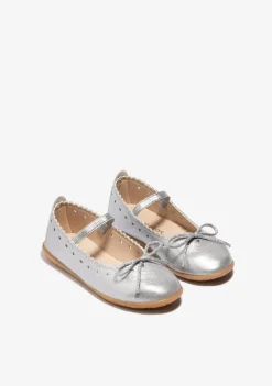 Flash Sale Bailarina Lazo Plata Zapatos De Ceremonia|Bailarinas