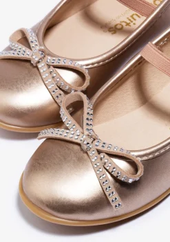 Best Sale Bailarina Lazo Strass Oro Zapatos De Ceremonia|Bailarinas