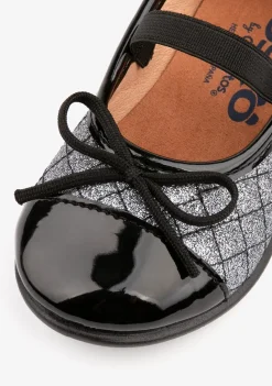 New Bailarinas De Bebé Acolchado Con Lazo Glitter Plomo Bailarinas|Bailarinas