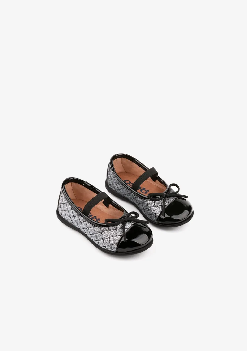 New Bailarinas De Bebé Acolchado Con Lazo Glitter Plomo Bailarinas|Bailarinas