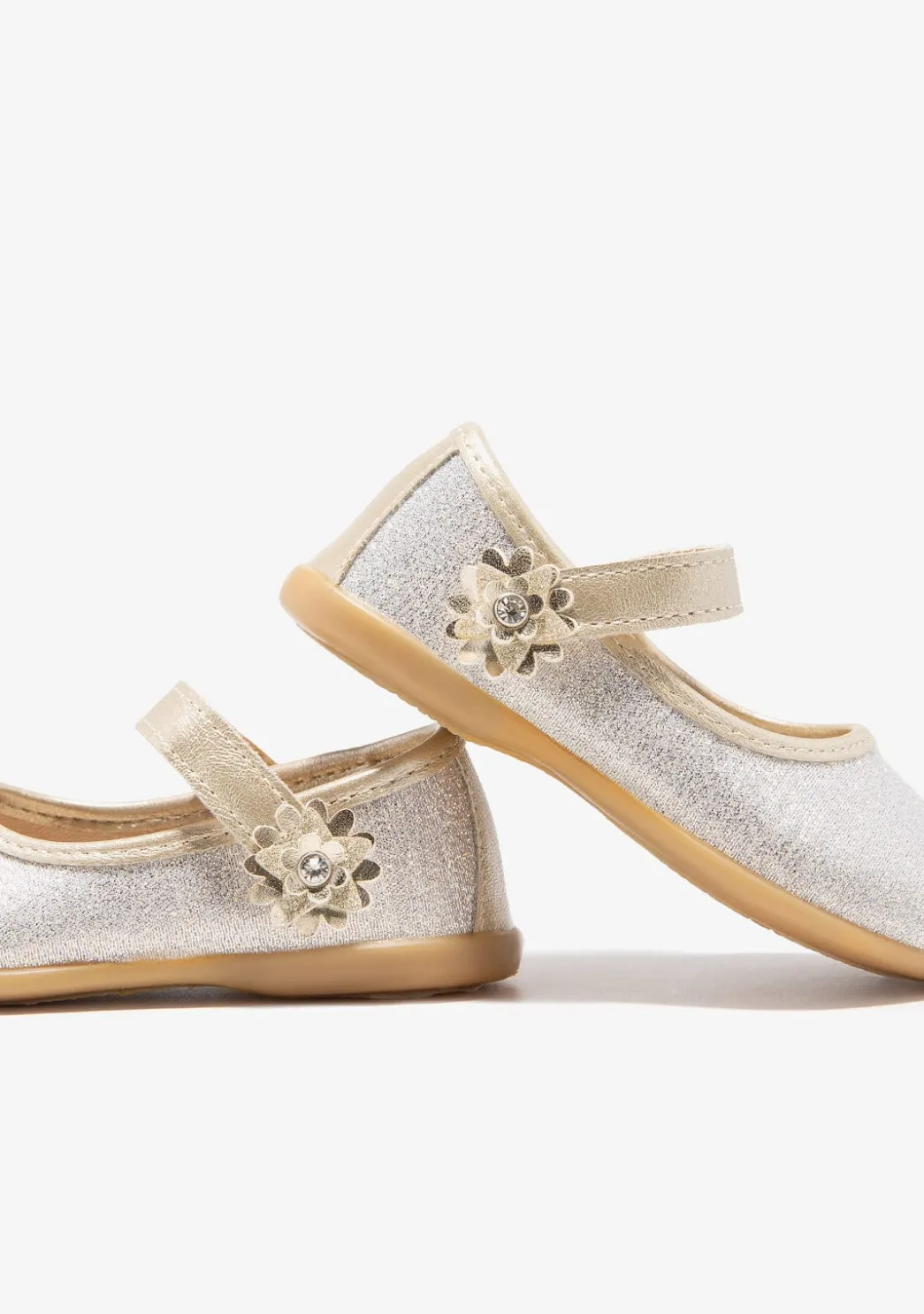 Cheap Bailarinas De Bebé Flor Glitter Oro Bailarinas|Zapatos De Ceremonia
