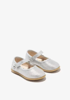 Best Sale Bailarinas De Bebé Flor Glitter Plata Bailarinas|Zapatos De Ceremonia