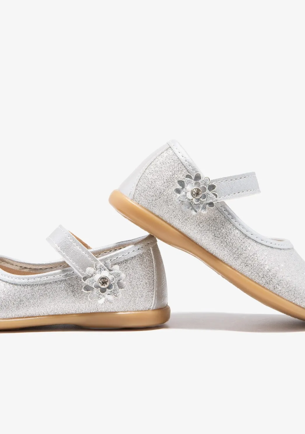 Best Sale Bailarinas De Bebé Flor Glitter Plata Bailarinas|Zapatos De Ceremonia