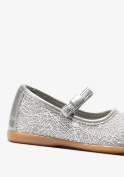Cheap Bailarinas De Bebé Metalizado Textura Plata Bailarinas|Zapatos De Ceremonia