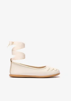 Clearance Bailarinas De Niña Con Lazo Napa Beige B&W Zapatos|Zapatos De Ceremonia
