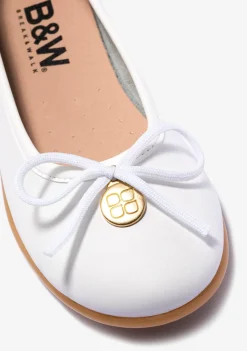 Flash Sale Bailarinas De Niña Lazo Blanco Napa B&W Zapatos|Zapatos De Ceremonia