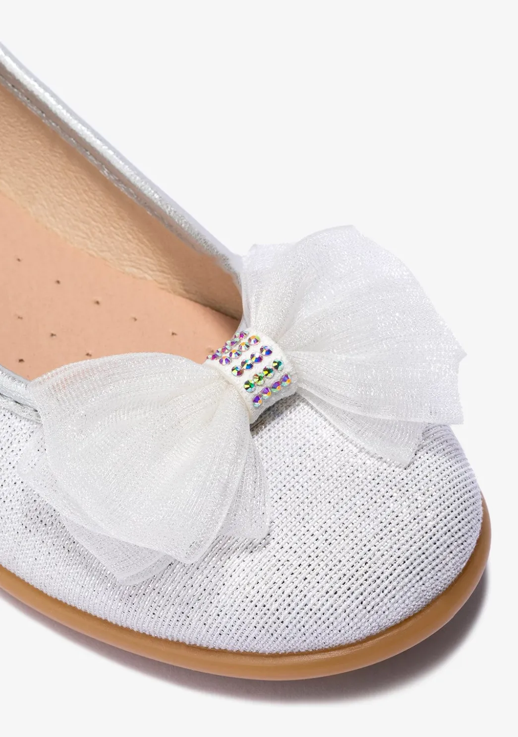 Discount Bailarinas De Niña Lazo Plata B&W Zapatos|Zapatos De Ceremonia