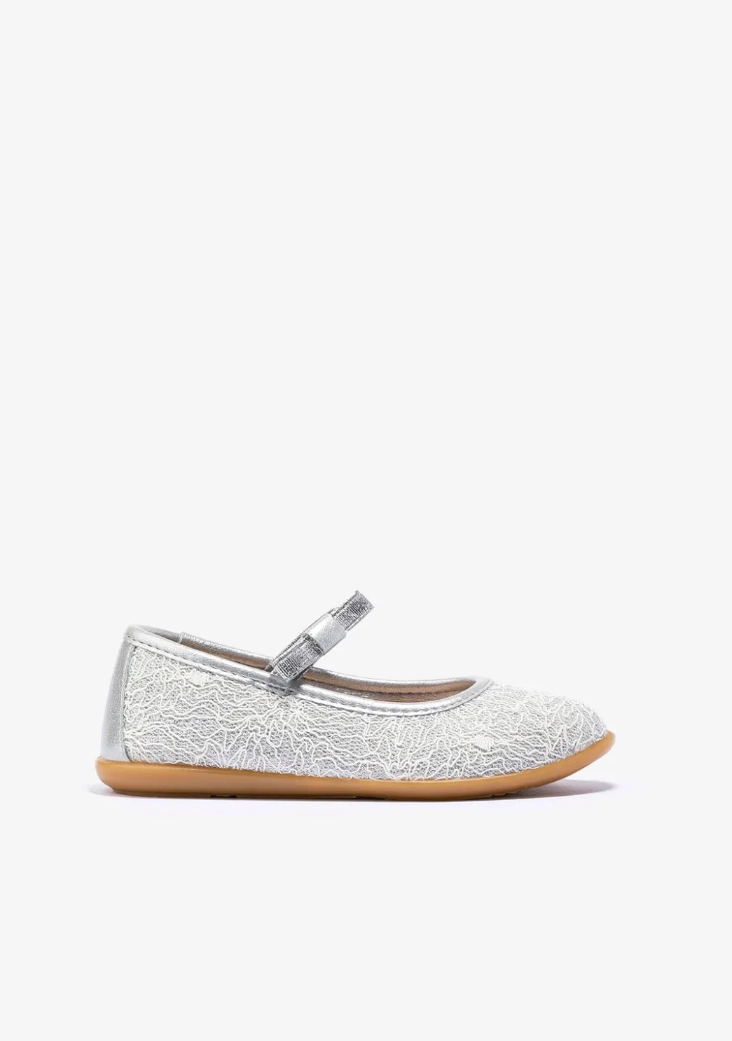 Store Bailarinas De Niña Metalizado Plata Zapatos De Ceremonia|Bailarinas