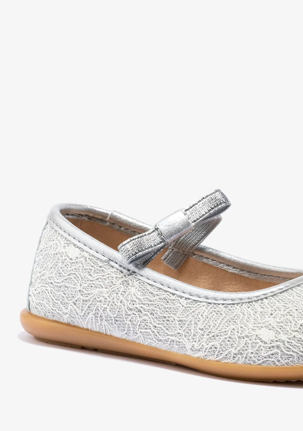 Store Bailarinas De Niña Metalizado Plata Zapatos De Ceremonia|Bailarinas