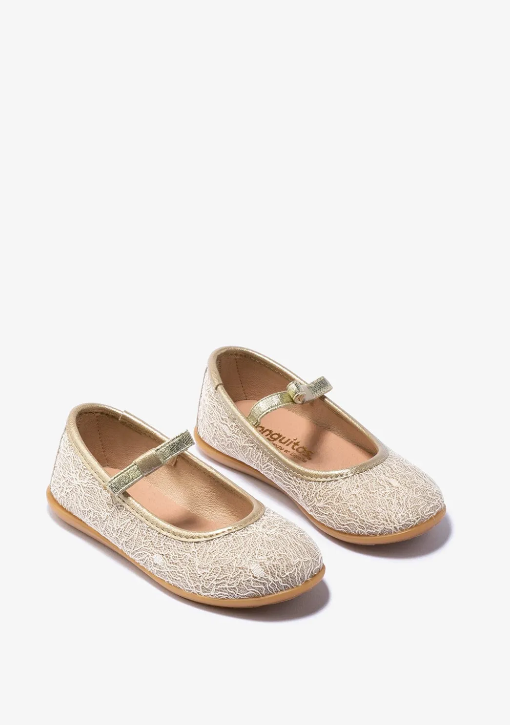 Store Bailarinas De Niña Metalizado Platino Zapatos De Ceremonia|Bailarinas
