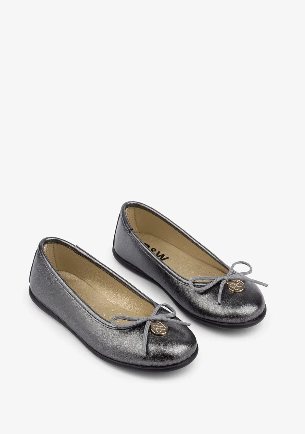 Cheap Bailarinas De Niña Metalizado Plomo Zapatos|Bailarinas