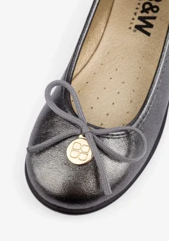 Cheap Bailarinas De Niña Metalizado Plomo Zapatos|Bailarinas