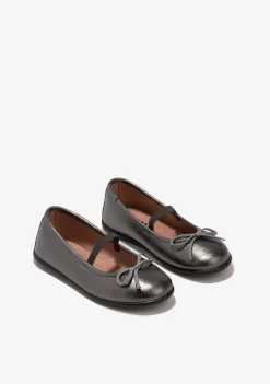 Flash Sale Bailarinas De Niña Metalizado Plomo B&W Zapatos|Zapatos De Ceremonia