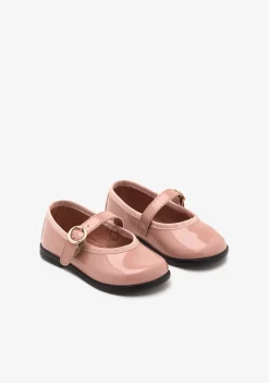 New Bailarinas Efecto Charol Hebilla Rosa Bailarinas|Zapatos De Ceremonia