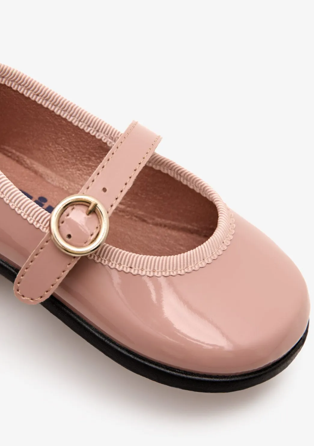 New Bailarinas Efecto Charol Hebilla Rosa Bailarinas|Zapatos De Ceremonia