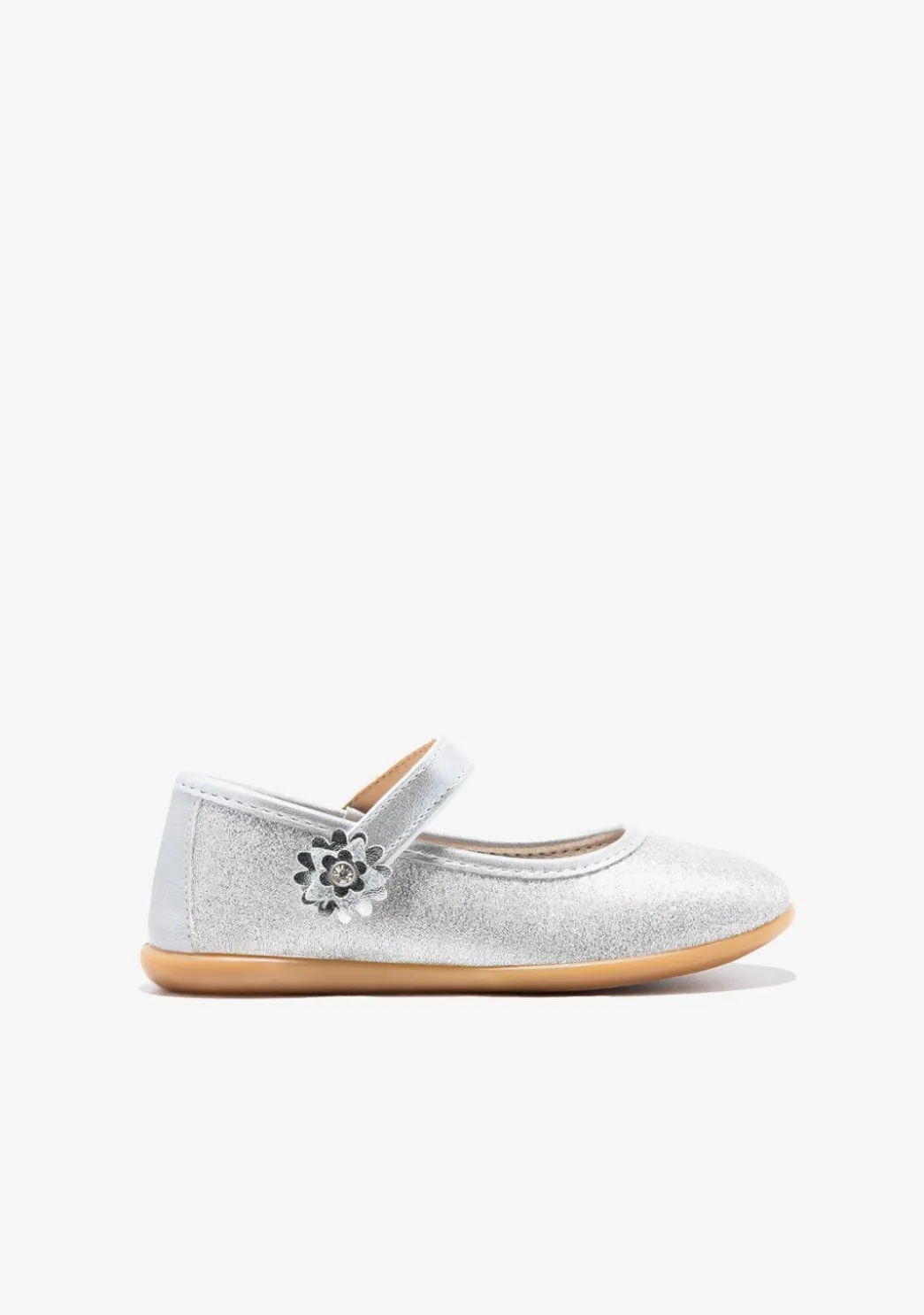Best Sale Bailarinas Flor Glitter Plata Zapatos De Ceremonia|Bailarinas