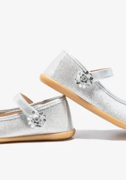 Best Sale Bailarinas Flor Glitter Plata Zapatos De Ceremonia|Bailarinas