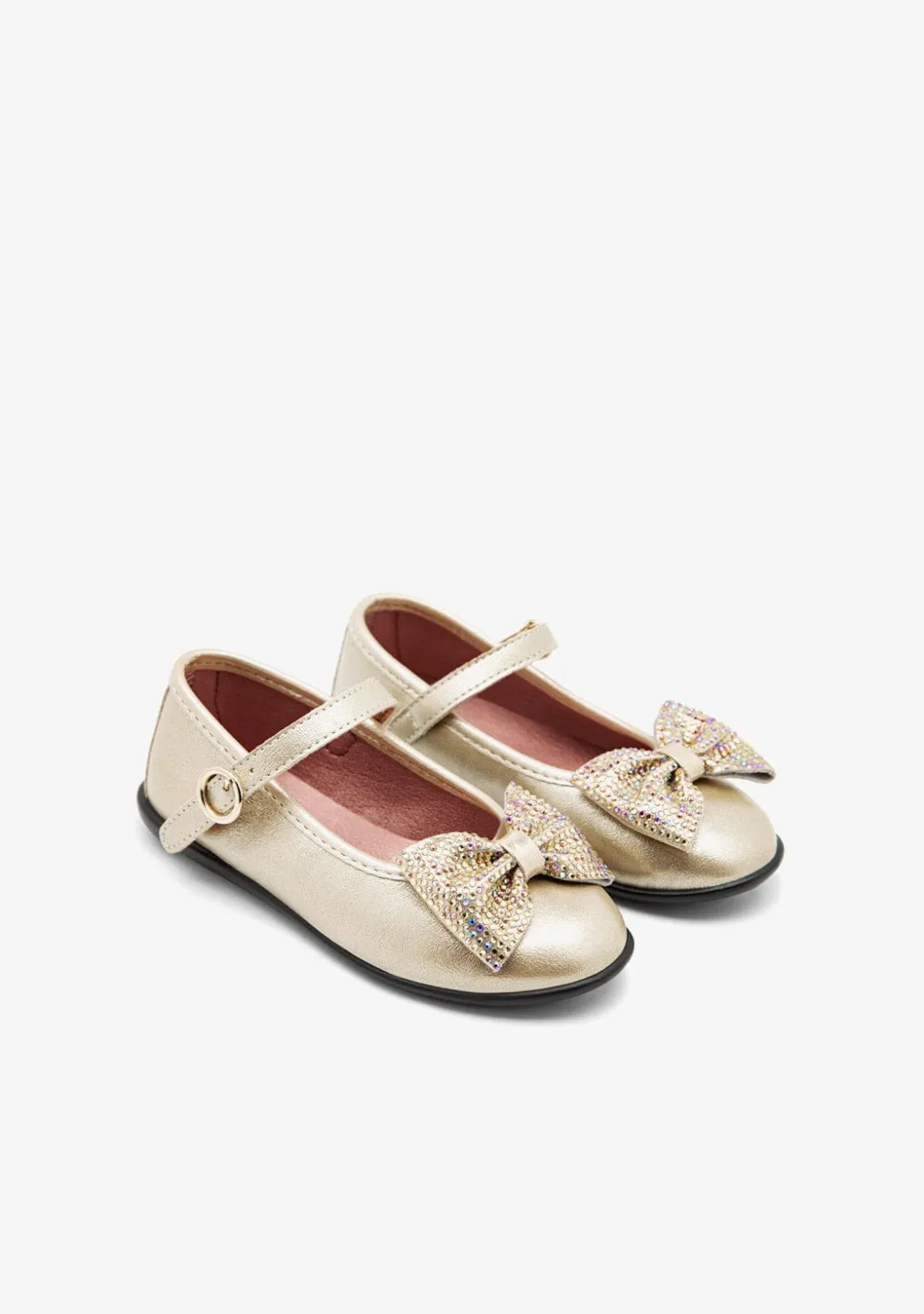 Best Sale Bailarinas Hebilla Lazo Dorado Bailarinas|Zapatos De Ceremonia