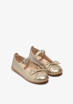 Clearance Bailarinas Lazo Oro Zapatos De Ceremonia|Bailarinas