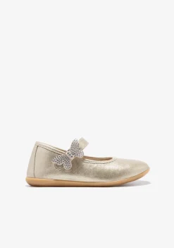 Store Bailarinas Mariposa Oro Zapatos De Ceremonia|Bailarinas