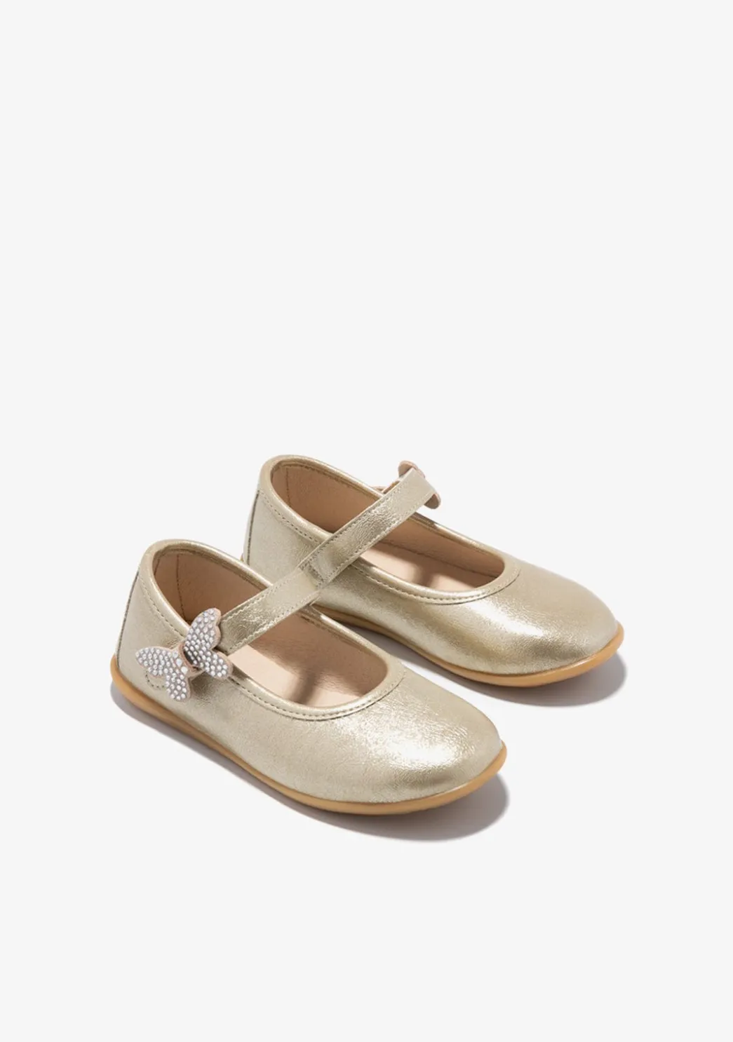 Store Bailarinas Mariposa Oro Zapatos De Ceremonia|Bailarinas