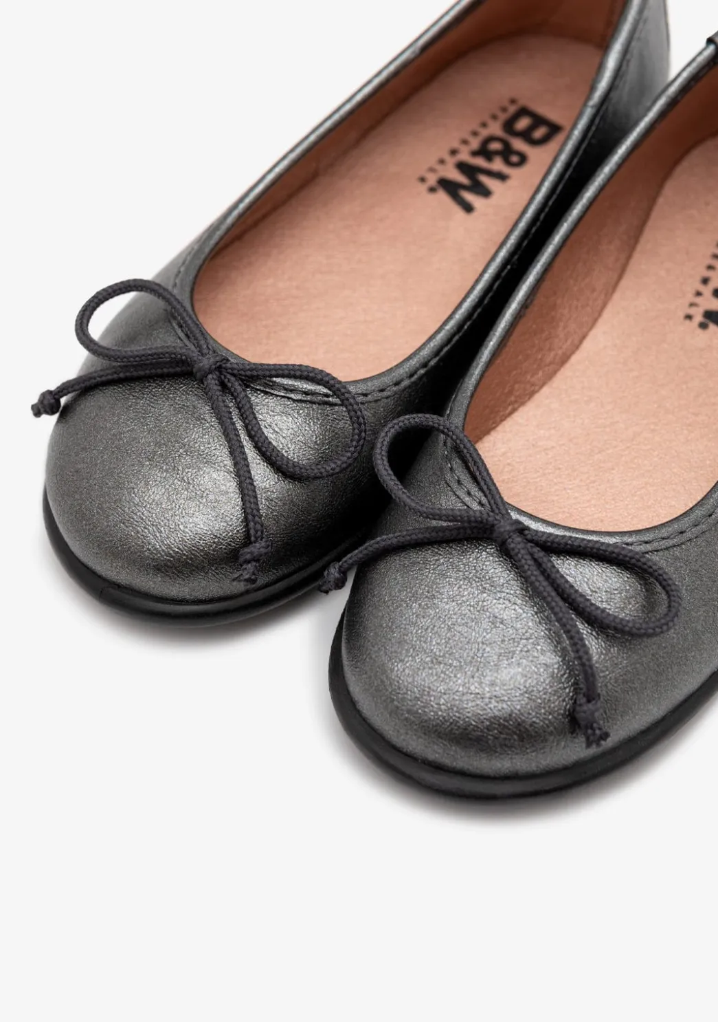 Sale Bailarinas Metalizadas Plomo B&W Zapatos|Zapatos De Ceremonia