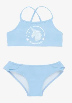 Cheap Bikini De Niña Volante Celeste Baño
