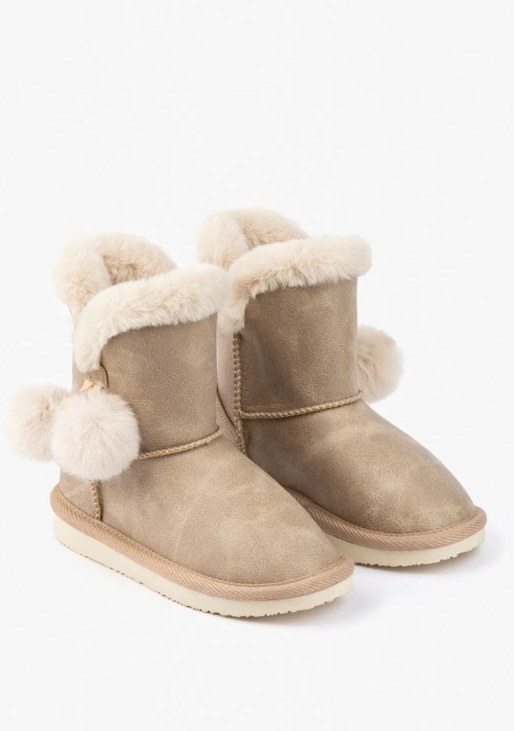 Hot Botas Australianas Pompón Pelo Beige B&W Botas Australianas|Botas Australianas