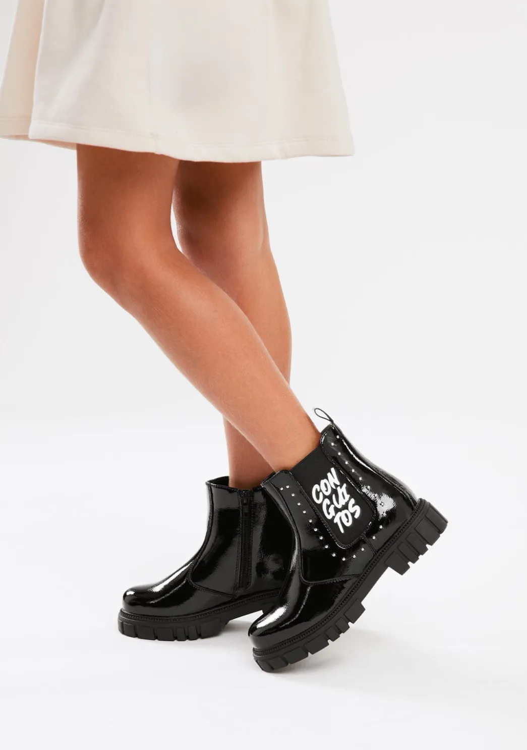 Best Sale Botas Charol Letras Negro Botas