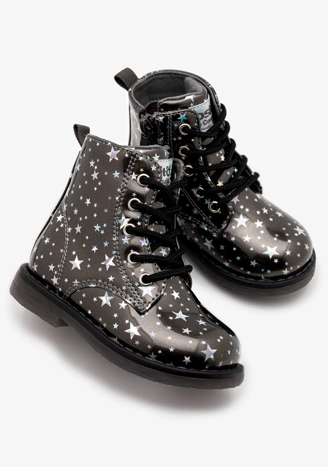 Store Botas De Cordones Estrellas Peltre Botas