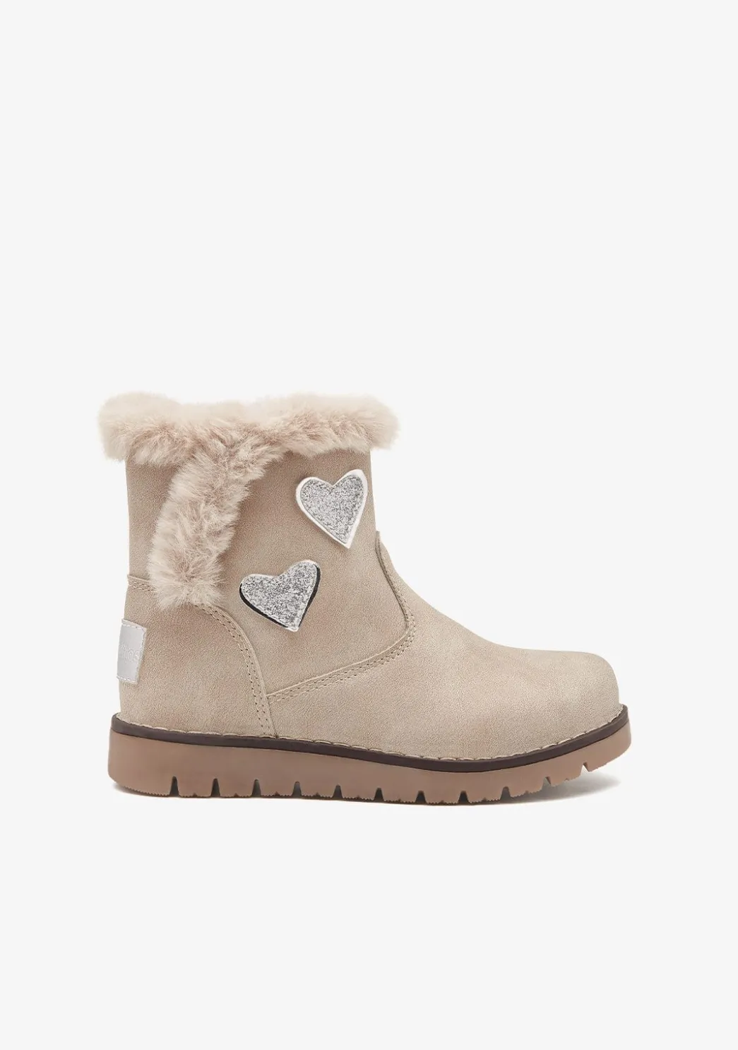 Shop Botas De Felpa Beige Con Corazones Botas|Botas