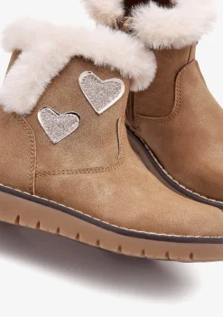 Fashion Botas De Felpa De Corazón Bronceado Botas