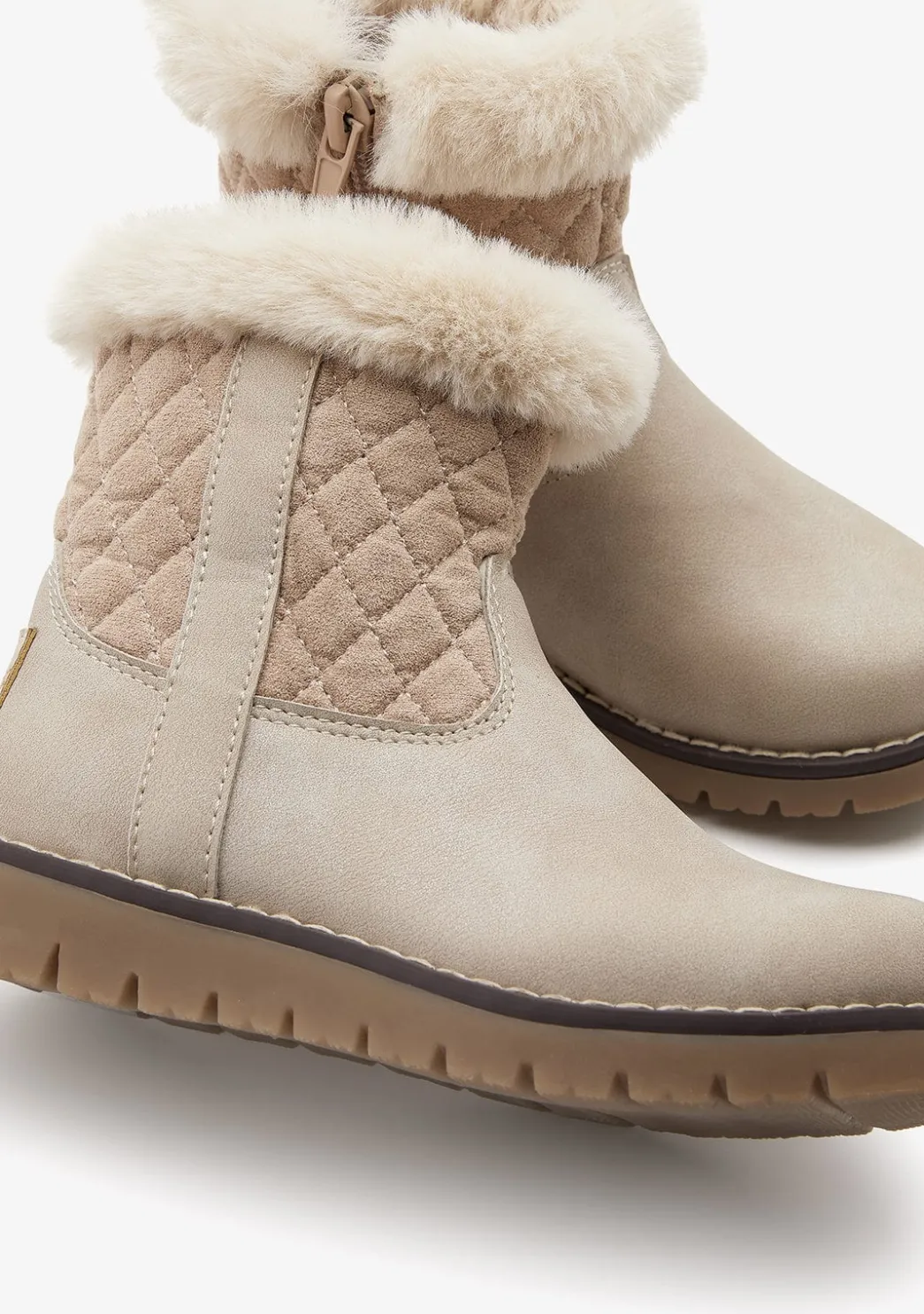Discount Botas De Felpa De Diamante Beige Botas