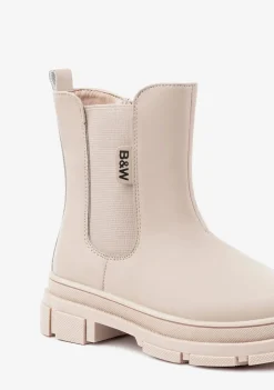 Hot Botas De Niña Elástico Napa Beige B&W Botas|Botas