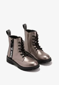Outlet Botas De Niña Militares Logo Plomo B&W Botas|Botas