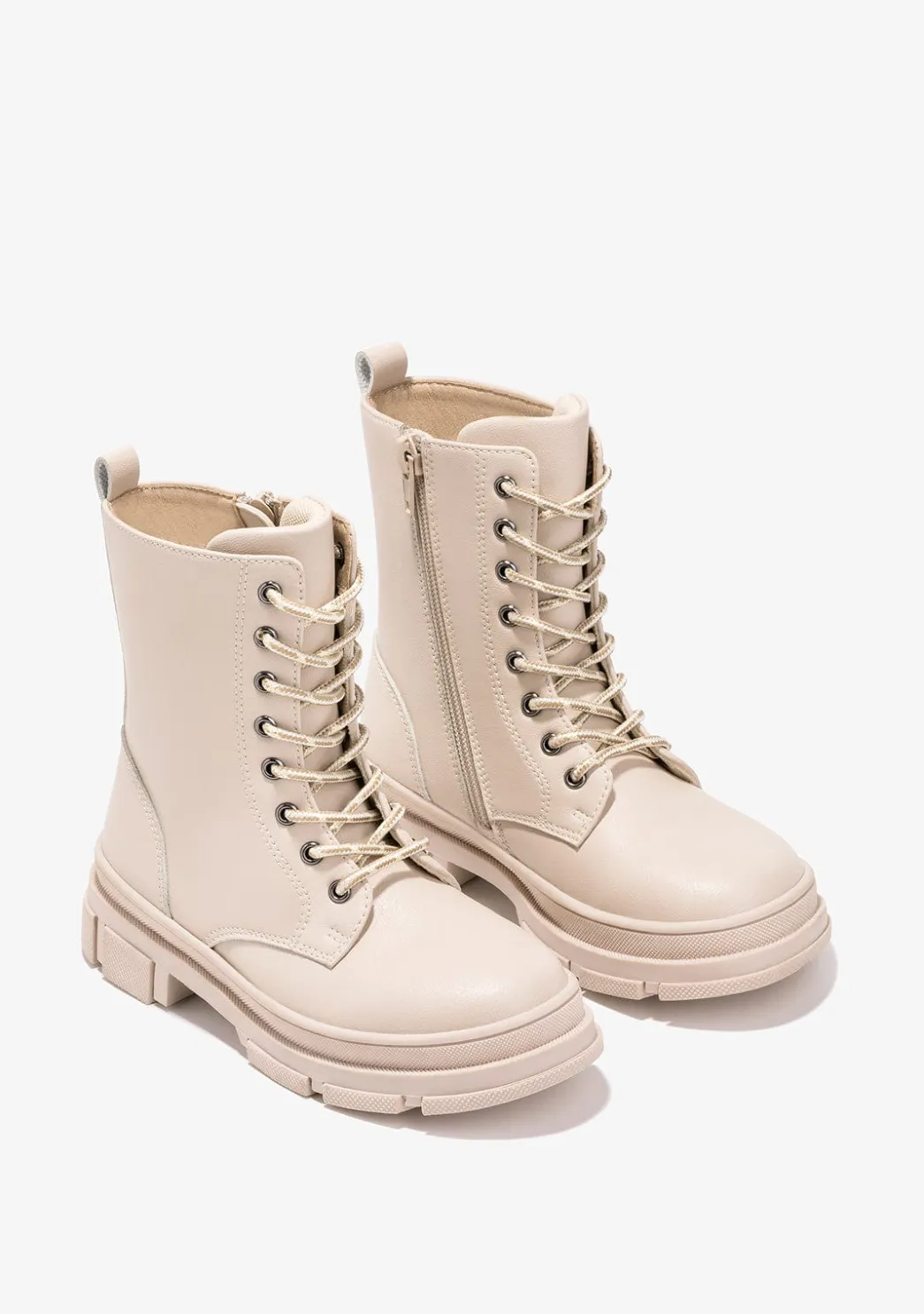 Hot Botas De Niña Napa Beige B&W Botas|Botas