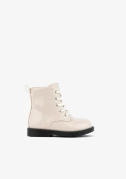 Outlet Botines De Bebé Charol Sintético Beige Botas|Botas