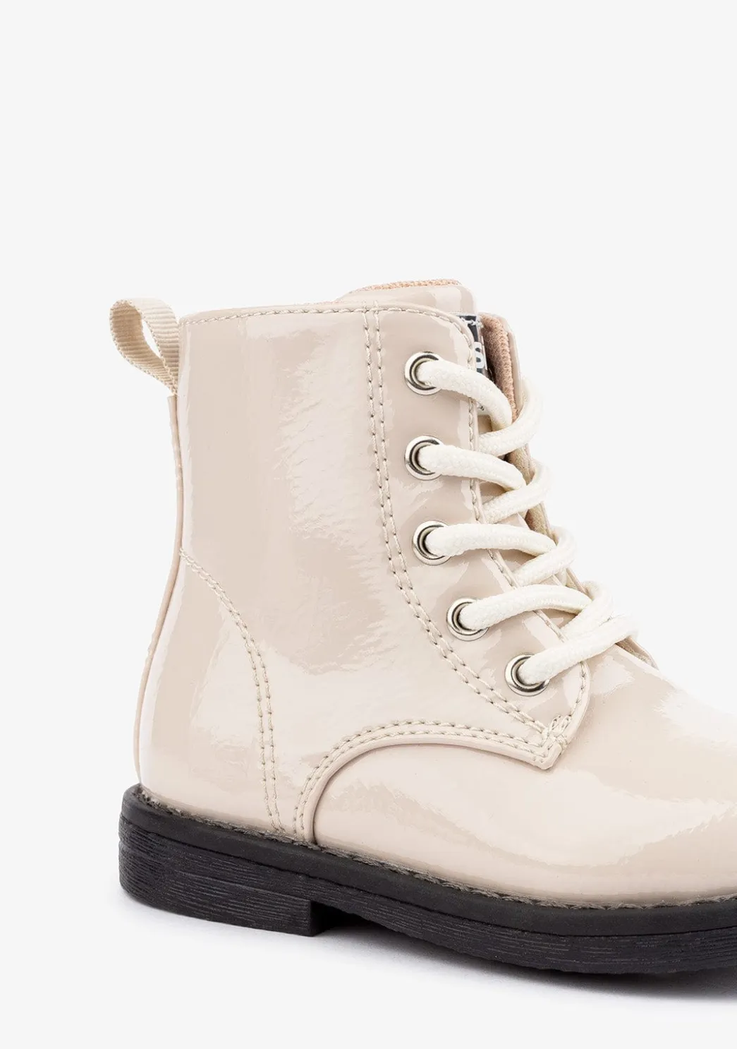 Outlet Botines De Bebé Charol Sintético Beige Botas|Botas