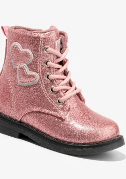 Outlet Botines De Bebé Corazones Cordones Rosa Botas|Botas