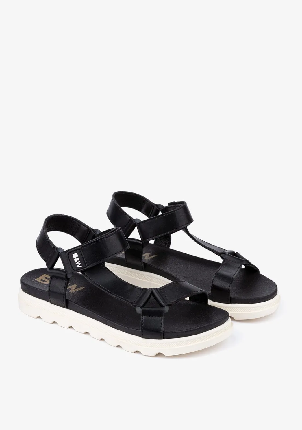 New B&W Sandalias De Niña Napa Negro Sandalias|Sandalias