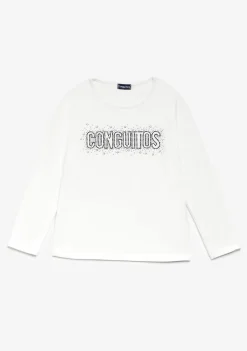 Online Camiseta Strass Blanco Camisetas|Camisetas Manga Larga