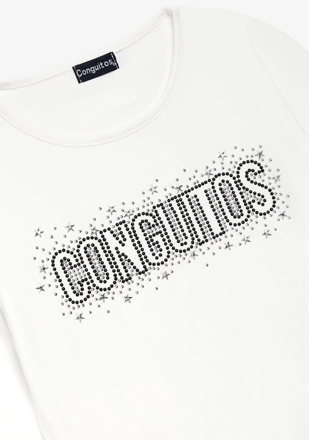 Online Camiseta Strass Blanco Camisetas|Camisetas Manga Larga