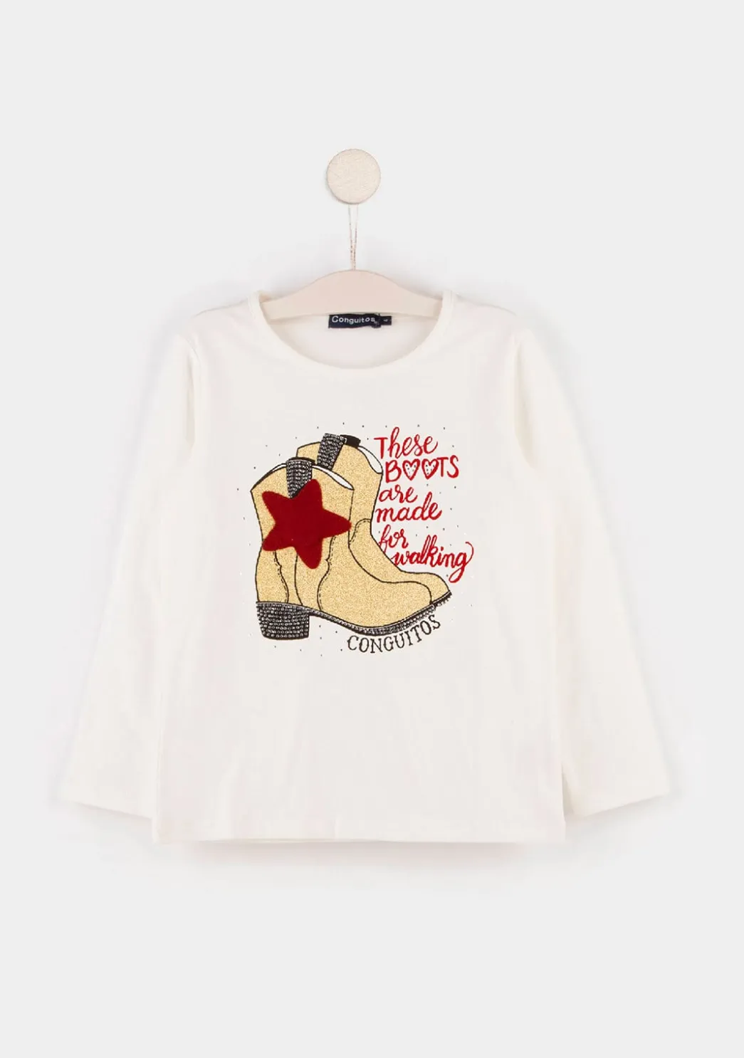 New Camiseta Con Luz De Niña Botas Camisetas|Camisetas Manga Larga