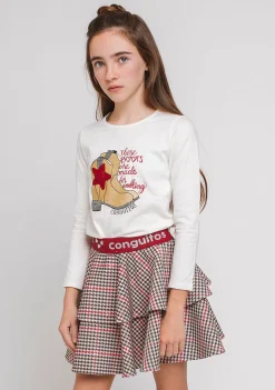 New Camiseta Con Luz De Niña Botas Camisetas|Camisetas Manga Larga