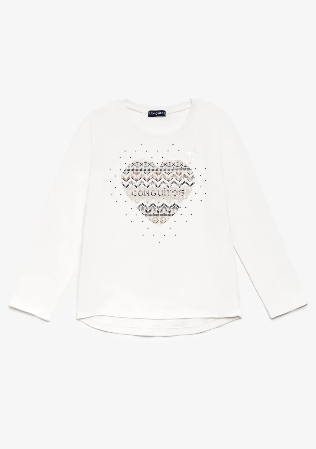 Store Camiseta Corazón Puntos Blanco Camisetas|Camisetas Manga Larga