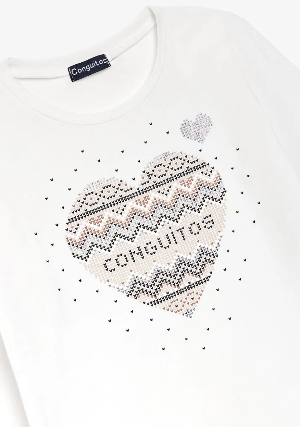 Store Camiseta Corazón Puntos Blanco Camisetas|Camisetas Manga Larga