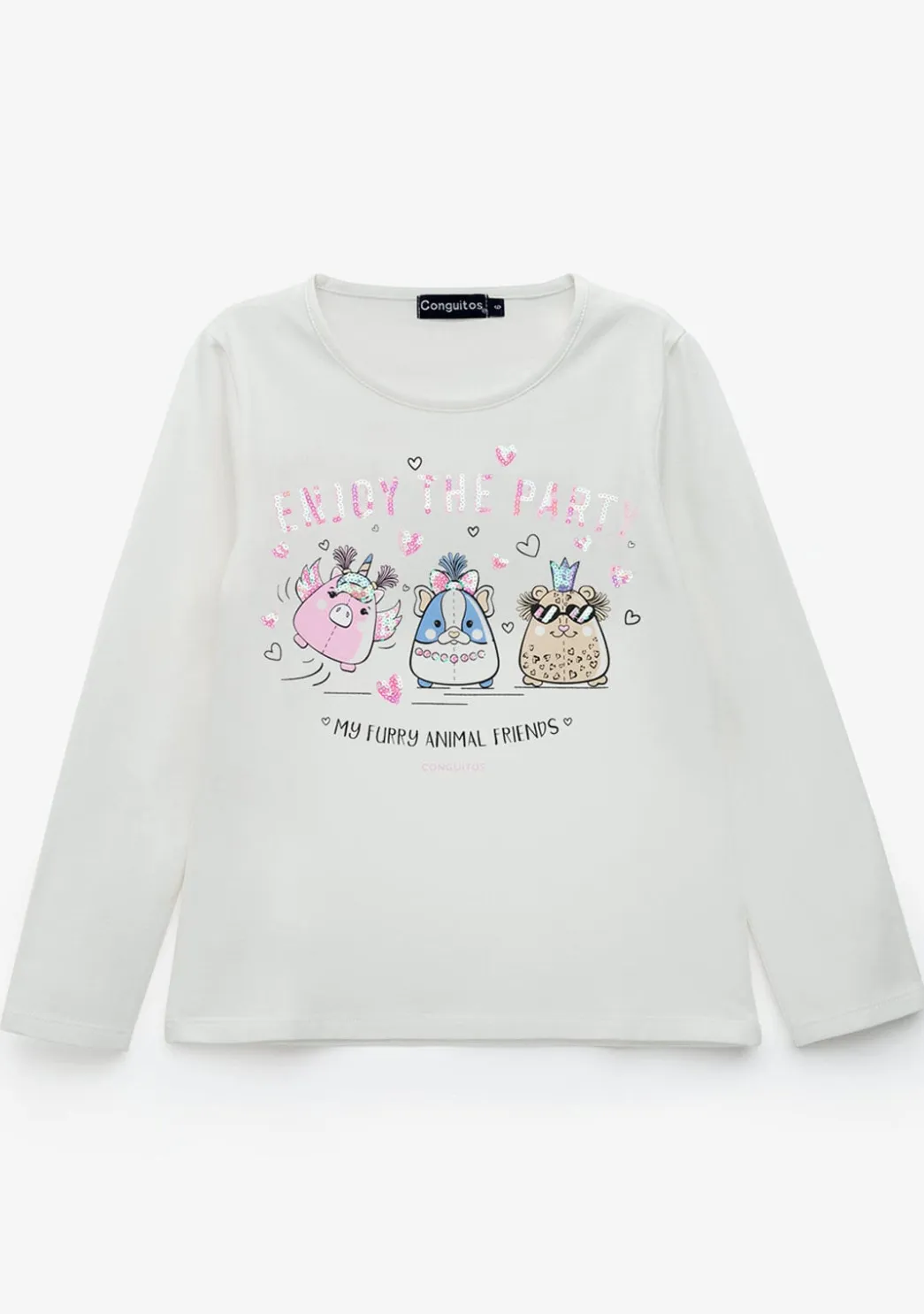 Best Sale Camiseta De Niña Animal Friends Blanco Camisetas|Camisetas Manga Larga