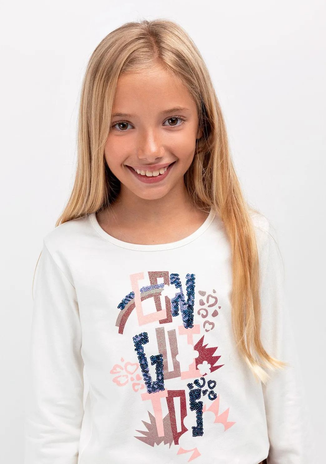 Flash Sale Camiseta De Niña Blanco Camisetas|Camisetas Manga Larga